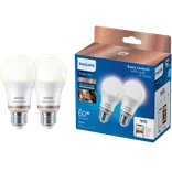 Philips Smart WiZ white LED pærer E27 8,5W standard mat 2 stk