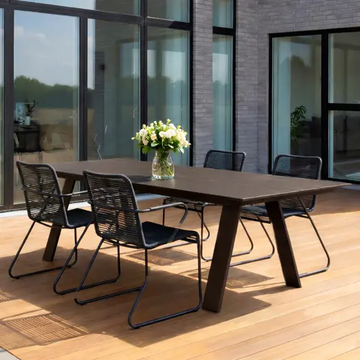 Anholt/Korfu havemøbelsæt bord og 4 stole grå/sort