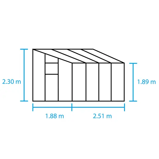 Halls Qube Lean-To 68 vægdrivhus sort med hærdet glas 4,7 m²