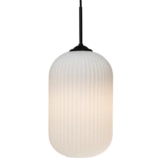 Dyberg Larsen pendel Riflet opalhvidt glas E27 Ø14 cm