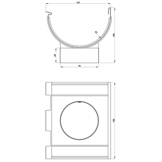 Plastmo tudstykke m/gummi nr. 11, 75 mm stål plus