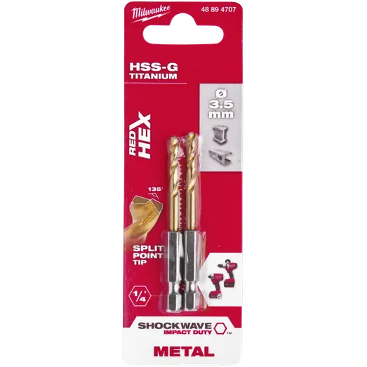 Milwaukee Red Hex shockwave™ HSS-Tin metalbor 3,5 mm