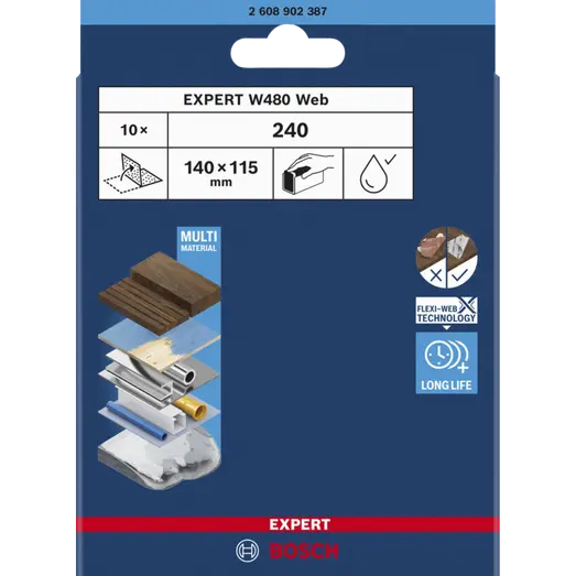 Bosch EXPERT W480 Web 1/4 slibeark 115x140 mm G240 10 stk.