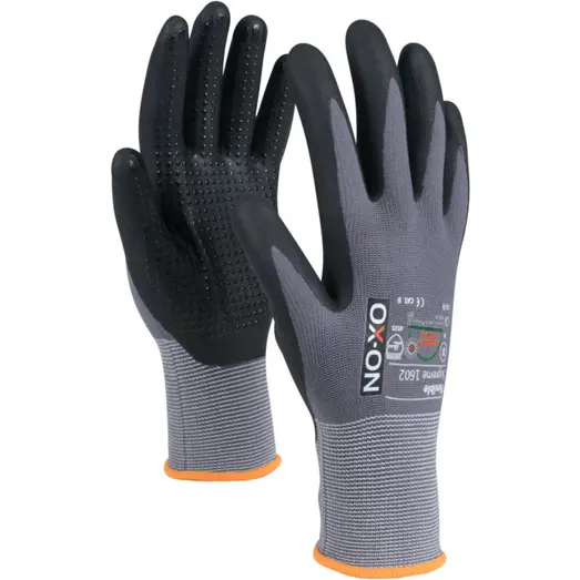 OX-ON Flexible Supreme 1602 handske m/dotter grå/sort