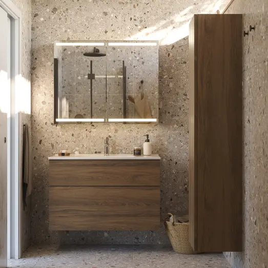 Scanbad Level spejlskab 100x80cm brun eg