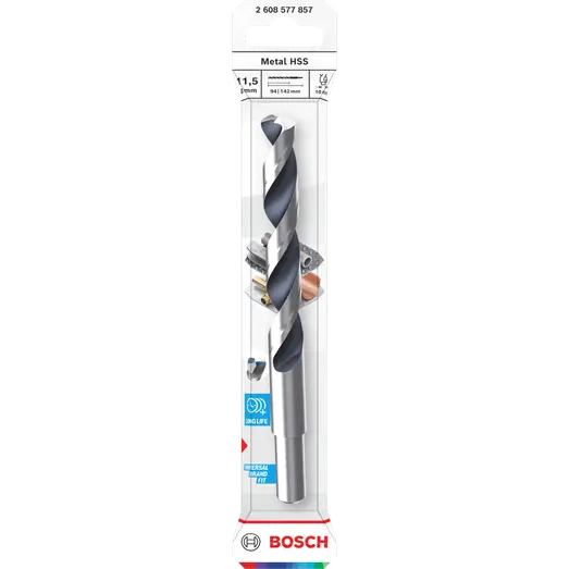 Bosch HSS-spiralbor til metal, CYL reduceret skaft 11,5x94x142 mm