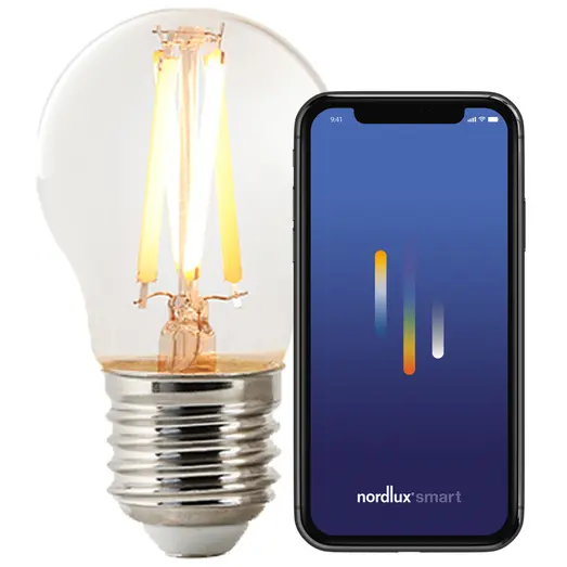 Nordlux smart pære LED E27 filament G45 4,7W klar