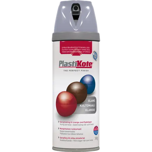 Plasti-Kote twist spraymaling 400 ml blank røggrå
