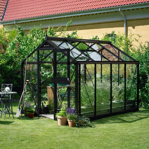 Juliana Compact 6,6 m² - drivhus antracit/sort m/3 mm hærdet glas
