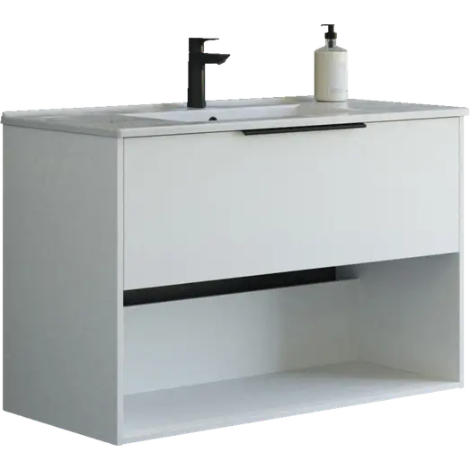 Scanbad NOW vaskeskab m/én skuffe og åbent rum 65,8x45,5 mat hvid glat front