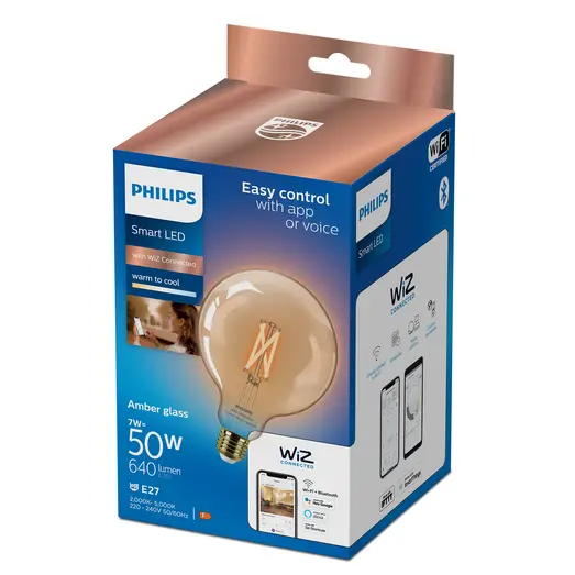 Philips Smart WiZ white LED pære E27 6,7W stor globe guld