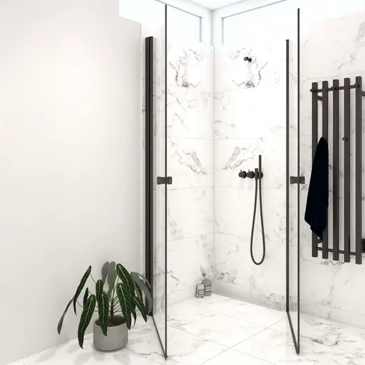 Scanbad brusedør 89x200 cm mat sort