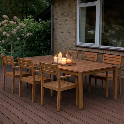 Dublin havemøbelsæt med bord og 6 stole teak