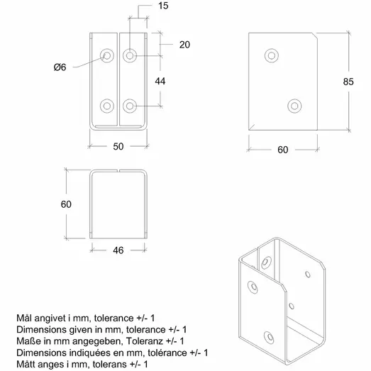 PLUS Cubic bjælkebeslag til 4,5×9 cm dragere sort 2 stk
