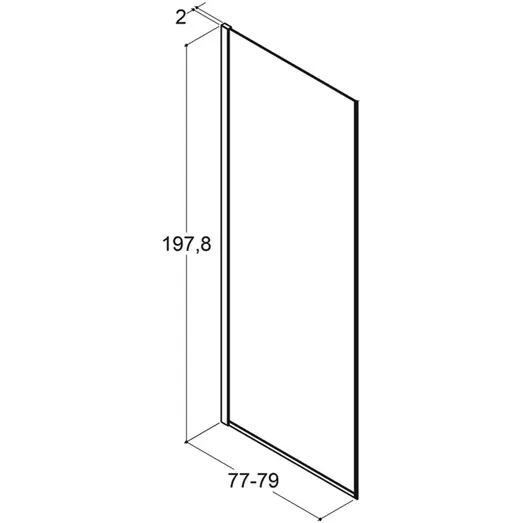 Scanbad brusevæg D 79x197,8cm børstet satin/isglas