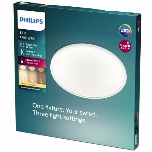 Philips Super Slim plafond Ø30 cm hvid