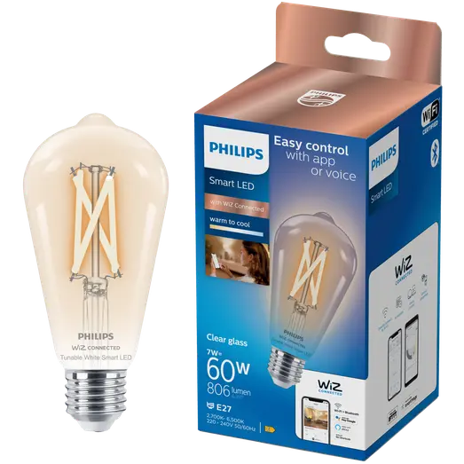 Philips Smart WiZ white LED pære E27 6,7W edison