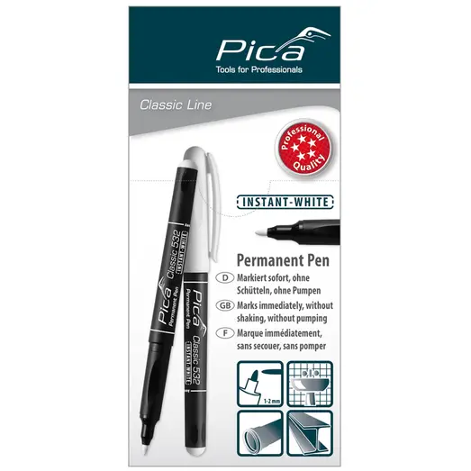 Pica instant permanent pen hvid