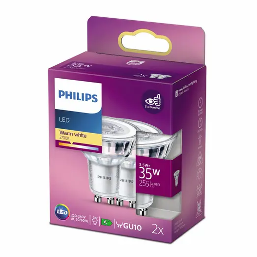 Philips Spot LED pære GU10 35W 2 pack