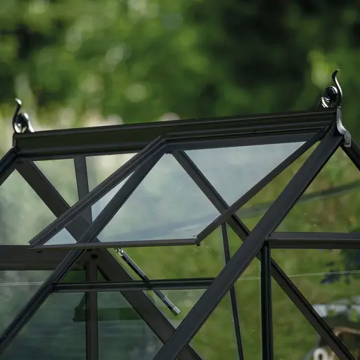 Halls ICON 6 2,5 m² sort m/3 mm delt glas og fundament