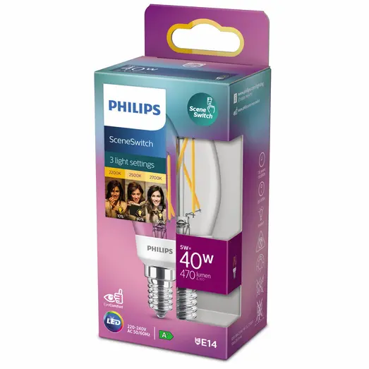 Philips Scenewitch pære E14 40W klar 1 pack