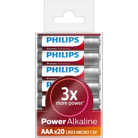 Philips Alkaline LR03/AAA batteri 20 stk.