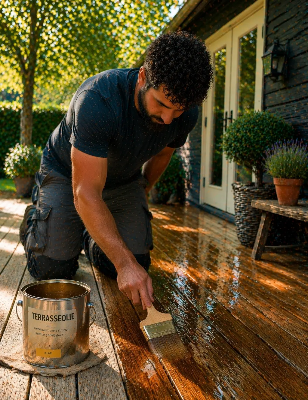 terrasseolie påføres vådt i vådt