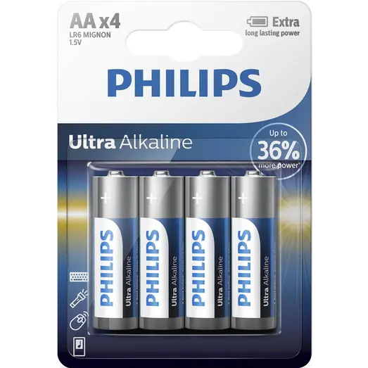 Philips Ultra Alkaline LR6/AA batteri - pk. á 4 stk.