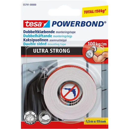 Tesa® Powerbond Ultra Strong dobbeltklæbende monteringstape 19 mm