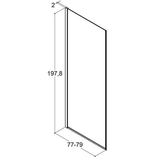 Scanbad brusevæg 79x197,8cm sort/røgfarvet glas