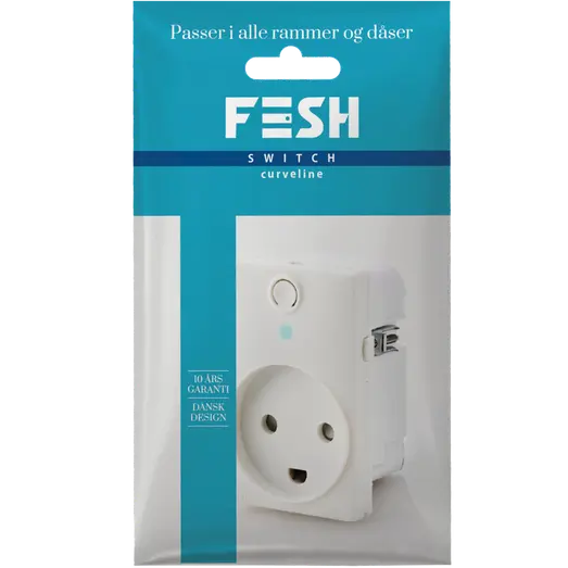 FESH SWITCH SMART Curveline stikudtag 1,5 m/jord hvid