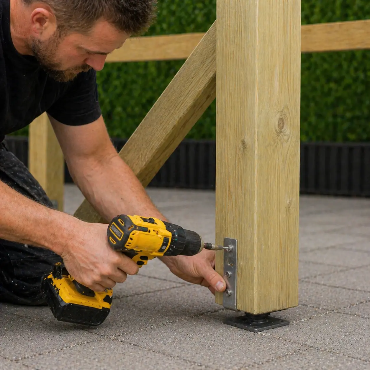 montering af stolper med stolpesko