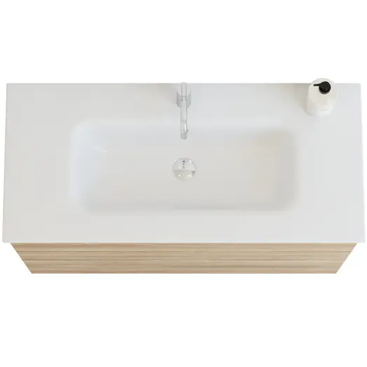 Scanbad Delta vaskeskab m/Dewy håndvask 100cm varm eg