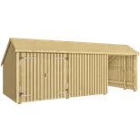 Plus Multi havehus 15,5 m² 3 moduler med dobbeltdør og lukket/åben front