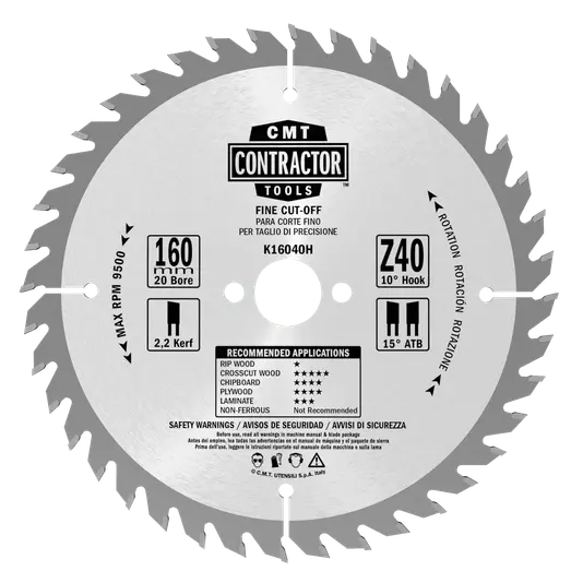 CMT savklinge Contractor 160x2,2x20 Z40W 10 stk pk