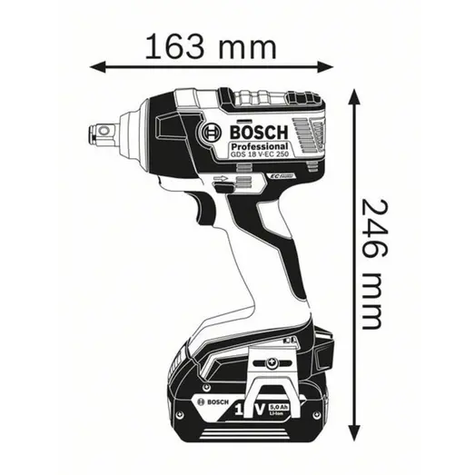 Bosch GDS 18V-EC 250 slagnøgle solo u/batteri og lader