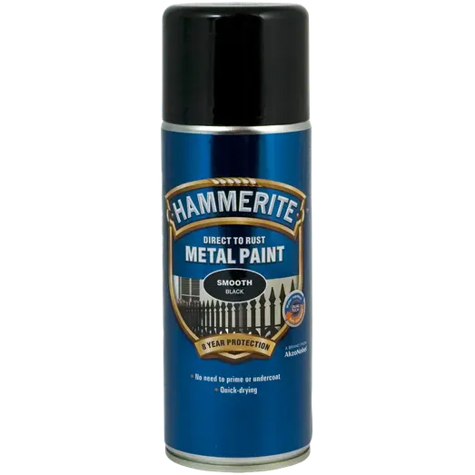 Hammerite glat-effekt metalmaling spray sort