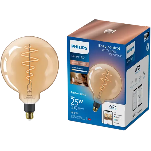 Philips Smart WiZ white LED pære E27 6,7W mega globe guld