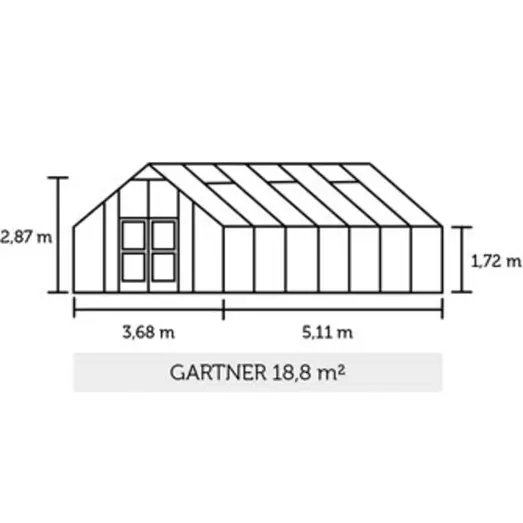 Juliana Gartner drivhus antracit og sort med hærdet glas 18,8 m²