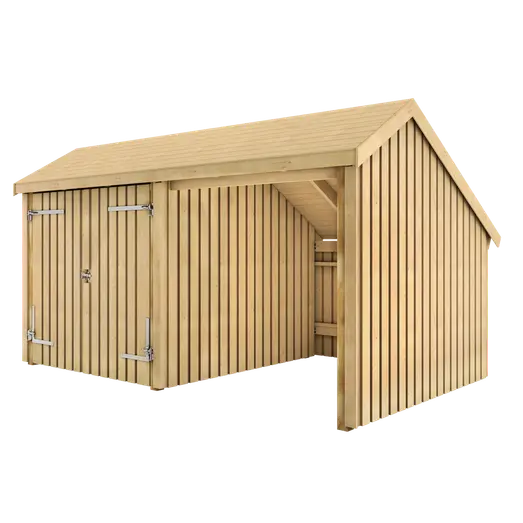 Plus Multi havehus 10,5 m² 2 moduler med dobbeltdør og åben front