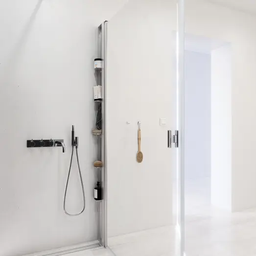 Scanbad brusevæg D 99x197,8cm børstet satin/klart glas