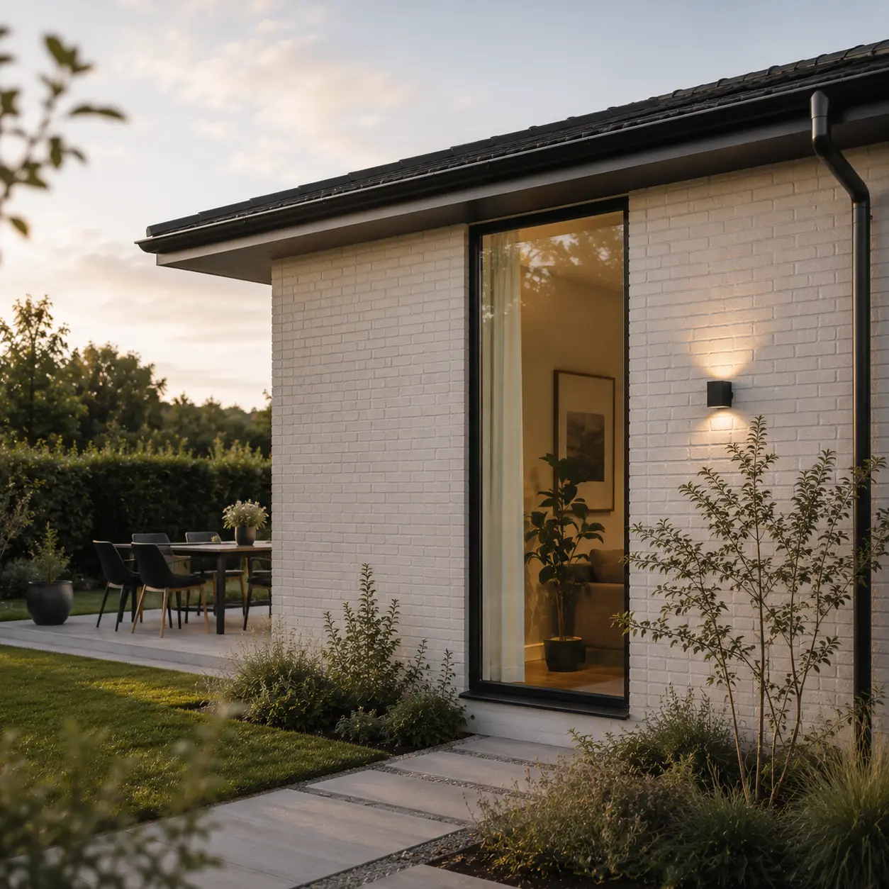 moderne parcelhus med gulv til loft vindue