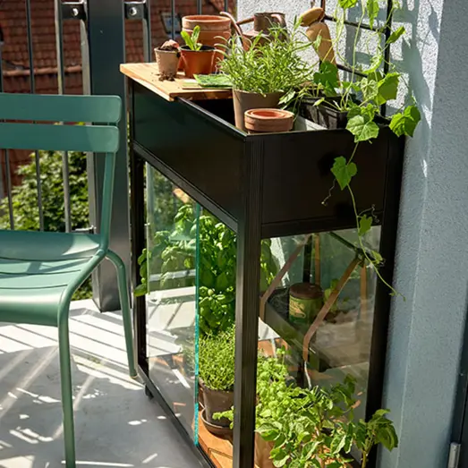 Juliana Urban Vertical minidrivhus sort med hærdet glas