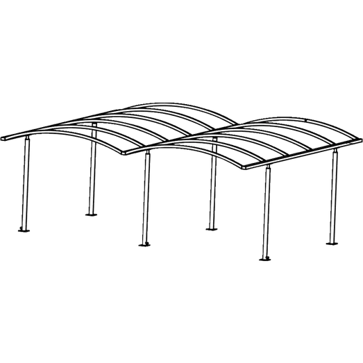 Dobbelt stålcarport 6020x5200 mm med buet termotag