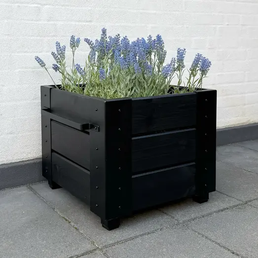 PLUS Cubic blomsterkasse m/fødder 46×50×42 cm sort