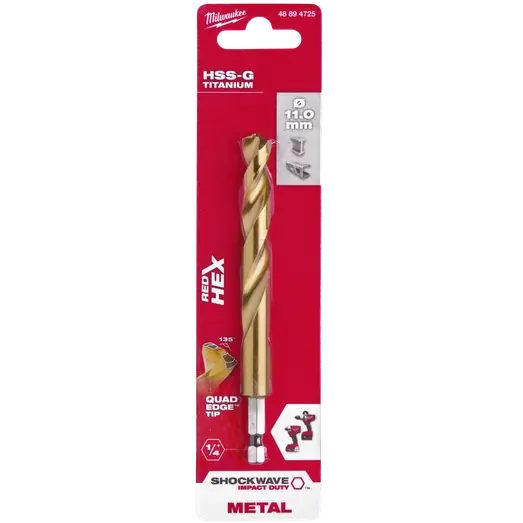 Milwaukee Red Hex shockwave™ HSS-Tin metalbor 11 mm