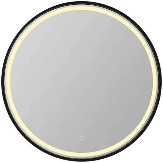Hasle spejl, Ø80 cm LED sort ramme 80x3,5x80 cm