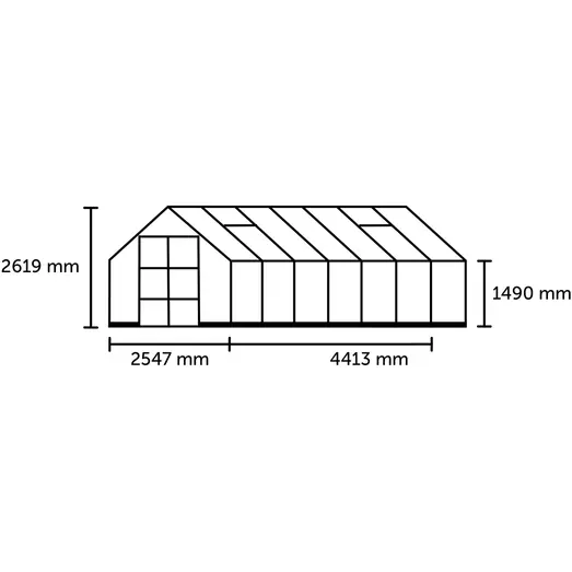 Halls ICON 8 11,2 m² sort m/3 mm hærdet glas og fundament