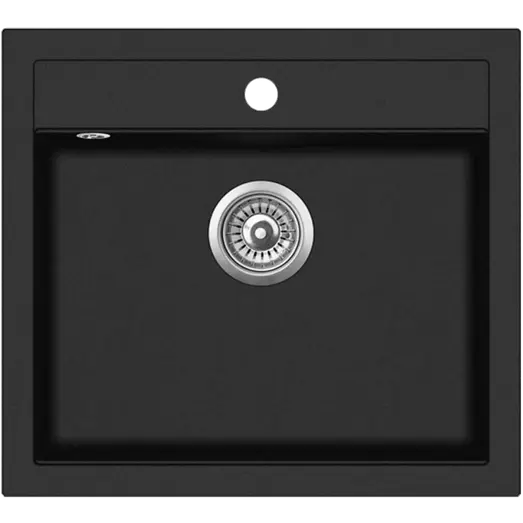 Flow FL32 køkkenvask komposit m/krom ventil 510x565 mm sort