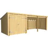 Plus Nordic Multi havehus 14 m² 3 moduler med dobbeltdør og åben front